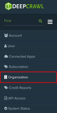 DeepCrawl Organization settings