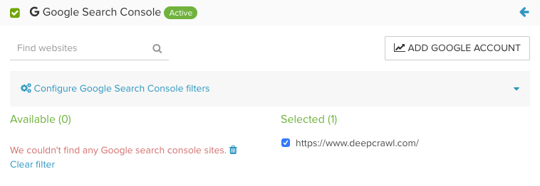 Integrating Google Search Console accounts in DeepCrawl