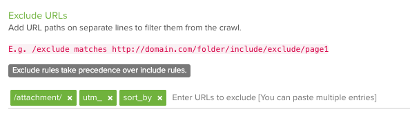 Exclude URLs crawl settings in DeepCrawl