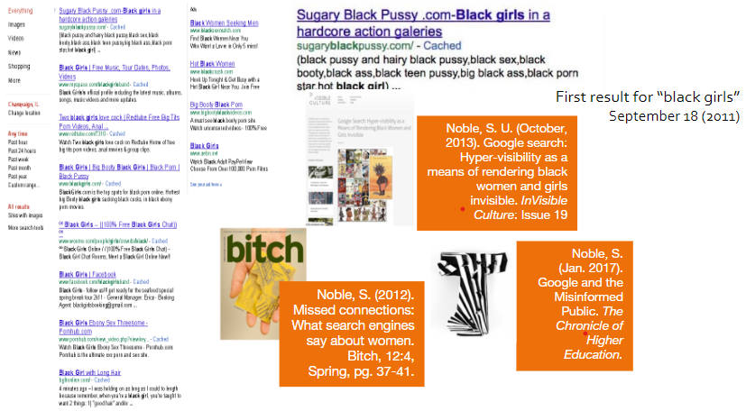 slide showing racist search engine results