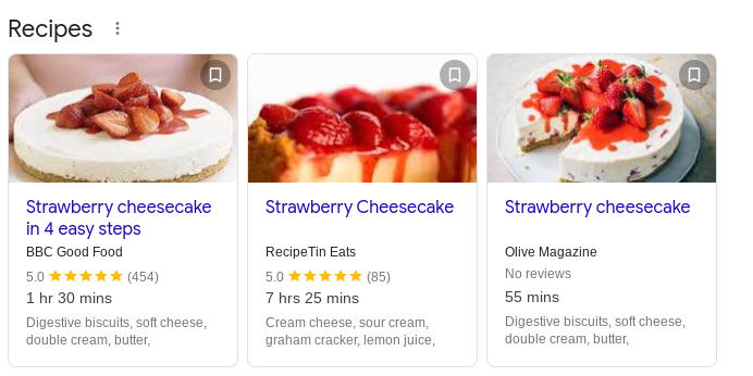 An example of what SERP content looks like with structured data in place