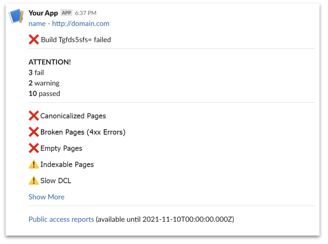 Enhanced slack integrations example for SEO reporting